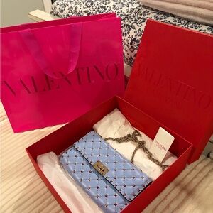 Valentino Sky Blue Quilted Bag with Chain